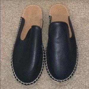Universal Thread Black Leather Espadrilles
